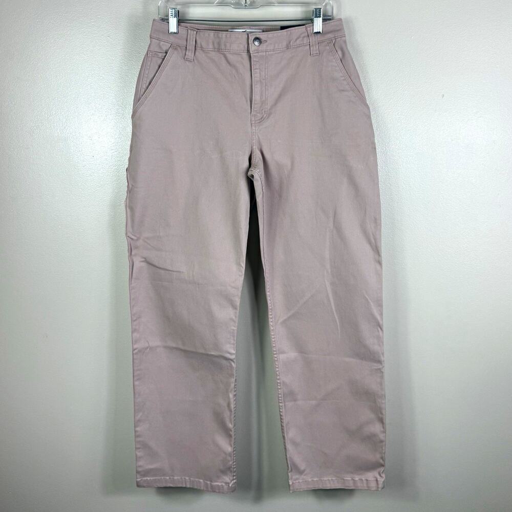 Hollister Womens High-Rise Utility Dad Pants Cotton Twill Pink 31" 11R W30